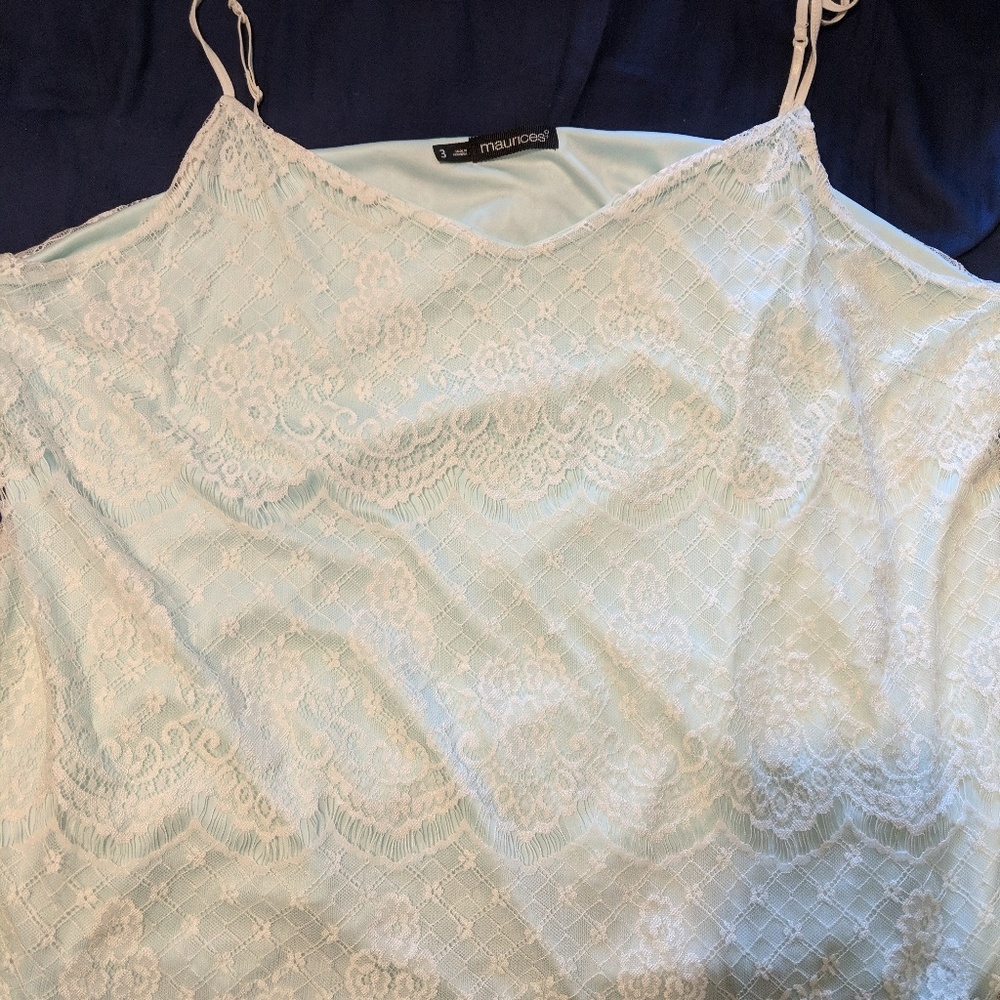 Maurices Size 3 Mint Lace Tank Top